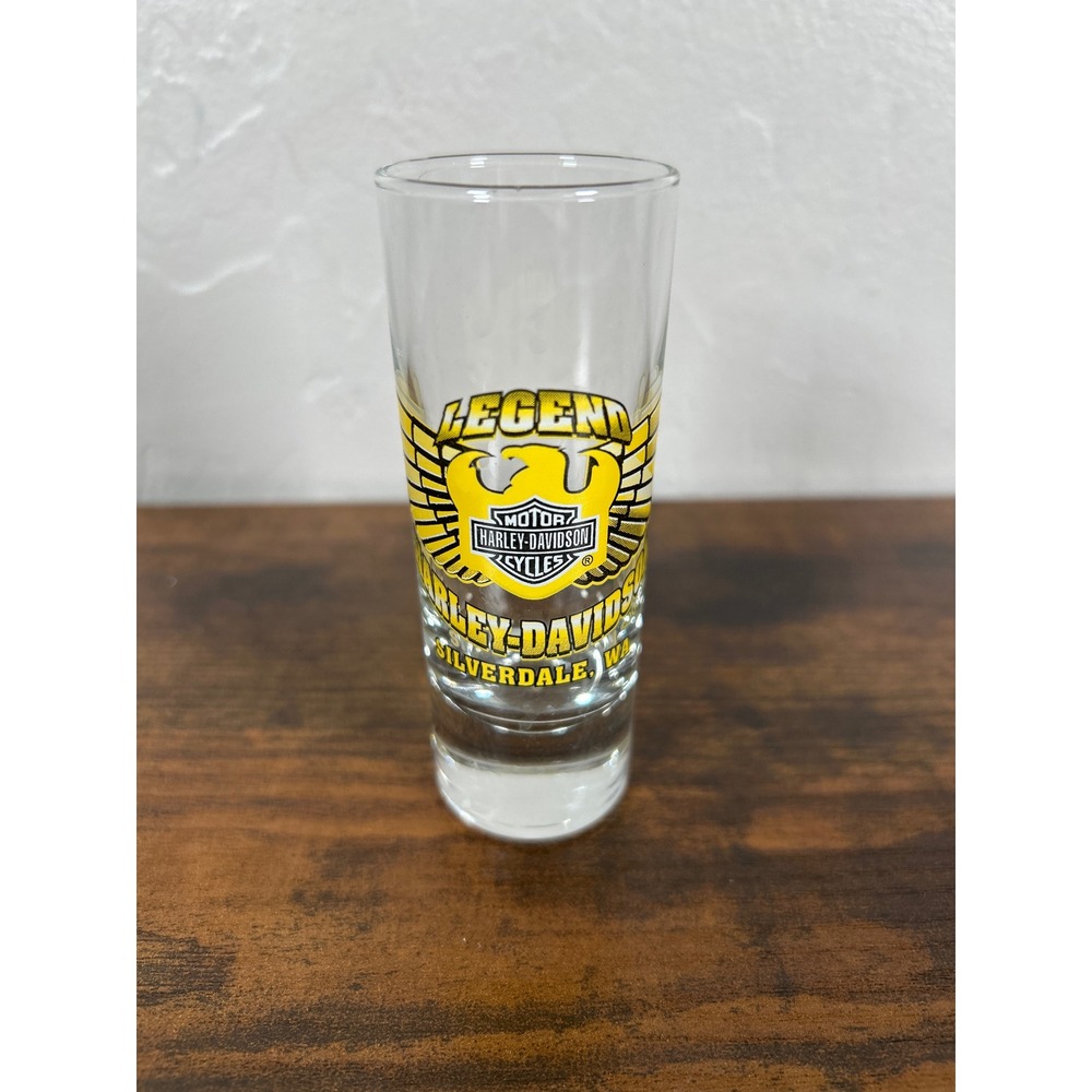 Harley Davidson Silverdale WA Legend Eagle Wing Tall Shot Glass 2006 Clear